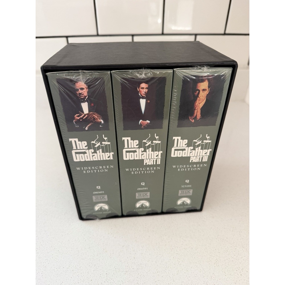 The Godfather 25th Anniversary Collection on VHS tape, featuring widescreen